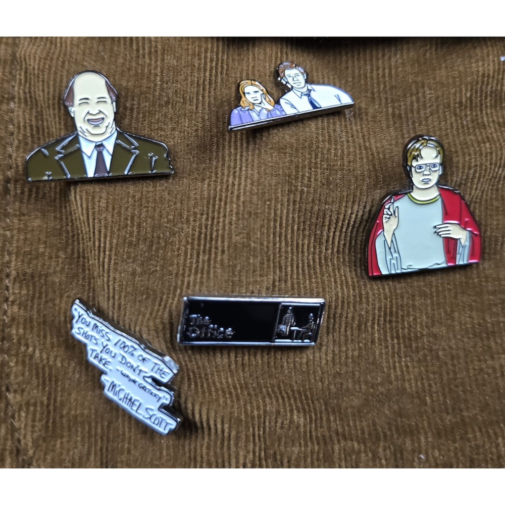 Lot of 5 The Office Enamel Pins Michael Kevin Stanley Phyllis Jim Pam Dwight